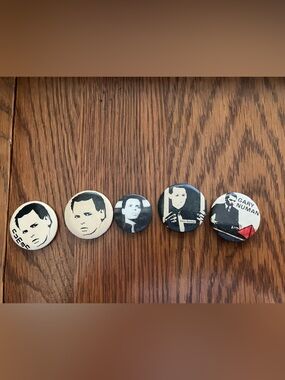 Set of 5 Vintage Gary Numan Pinback Buttons late 70s/early 80s
